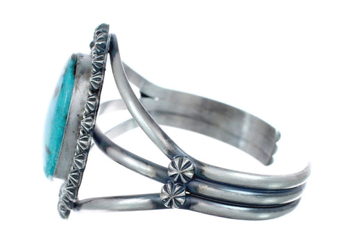Native American Genuine Sterling Silver Kingman Turquoise Cuff Bracelet JX126327